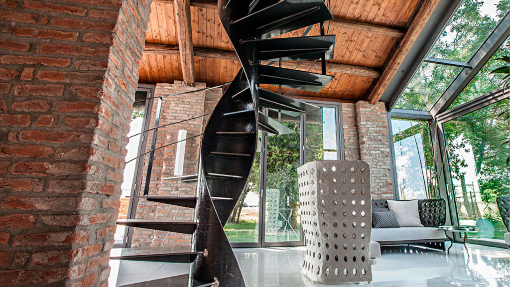 Furnishing interiors and exteriors with spiral staircases