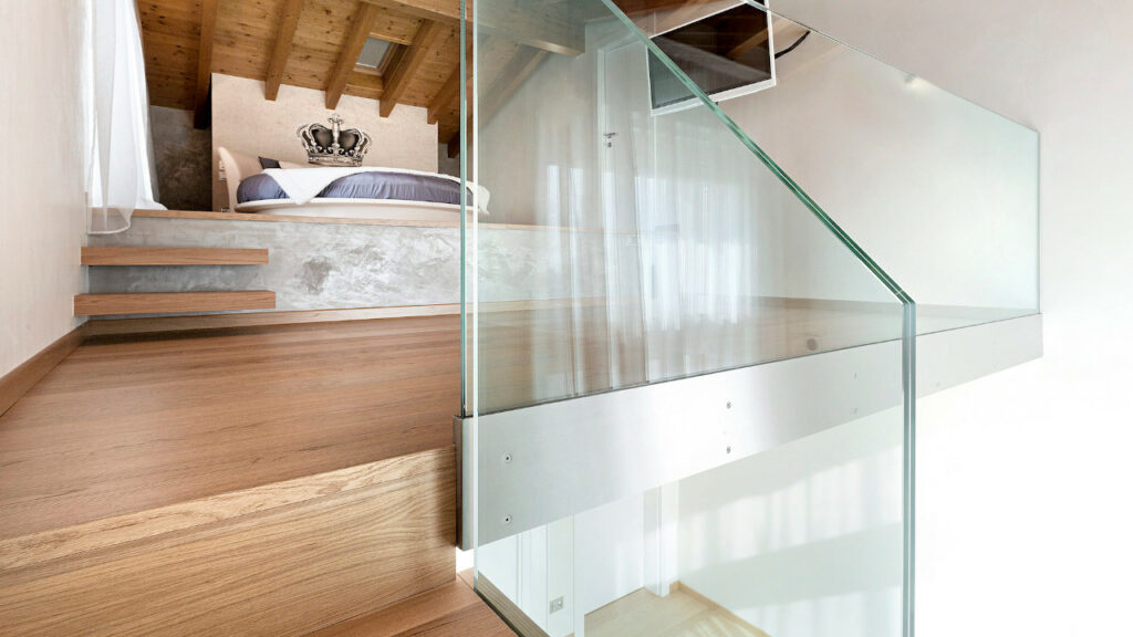 Modern oak and glass staircase and interior design