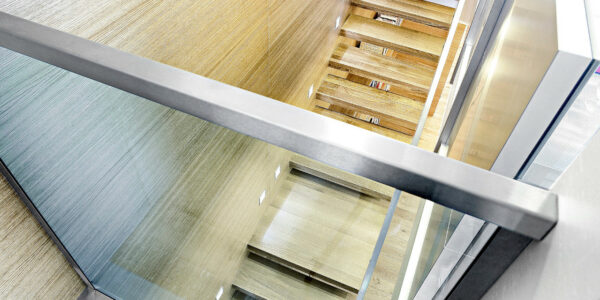 Modern oak and glass staircase